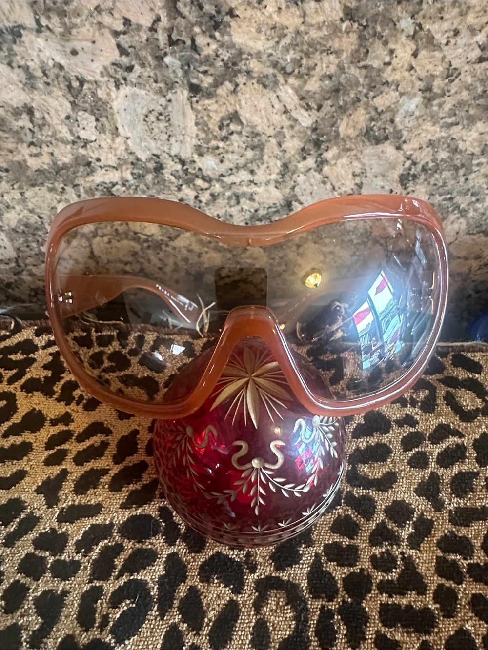 Prada Oversized Amber Shield Sunglasses